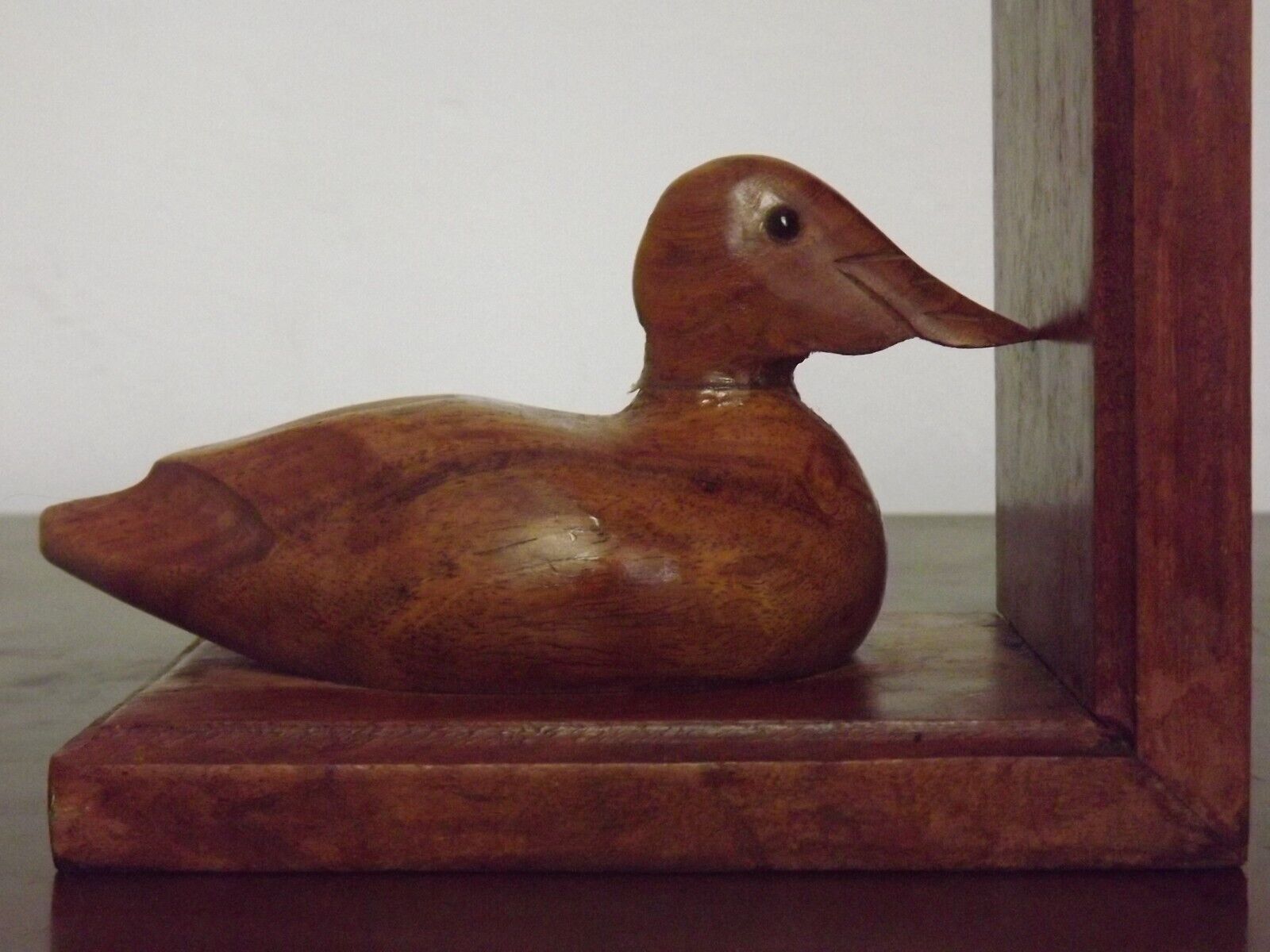 Hand carved wooden duck bookends