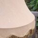 Large rustic table lamp foot wood & brass, lampshade pagoda beige fabric, years 50/60