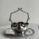 Antique sugar bowl or small sauce boat in patinated silver metal