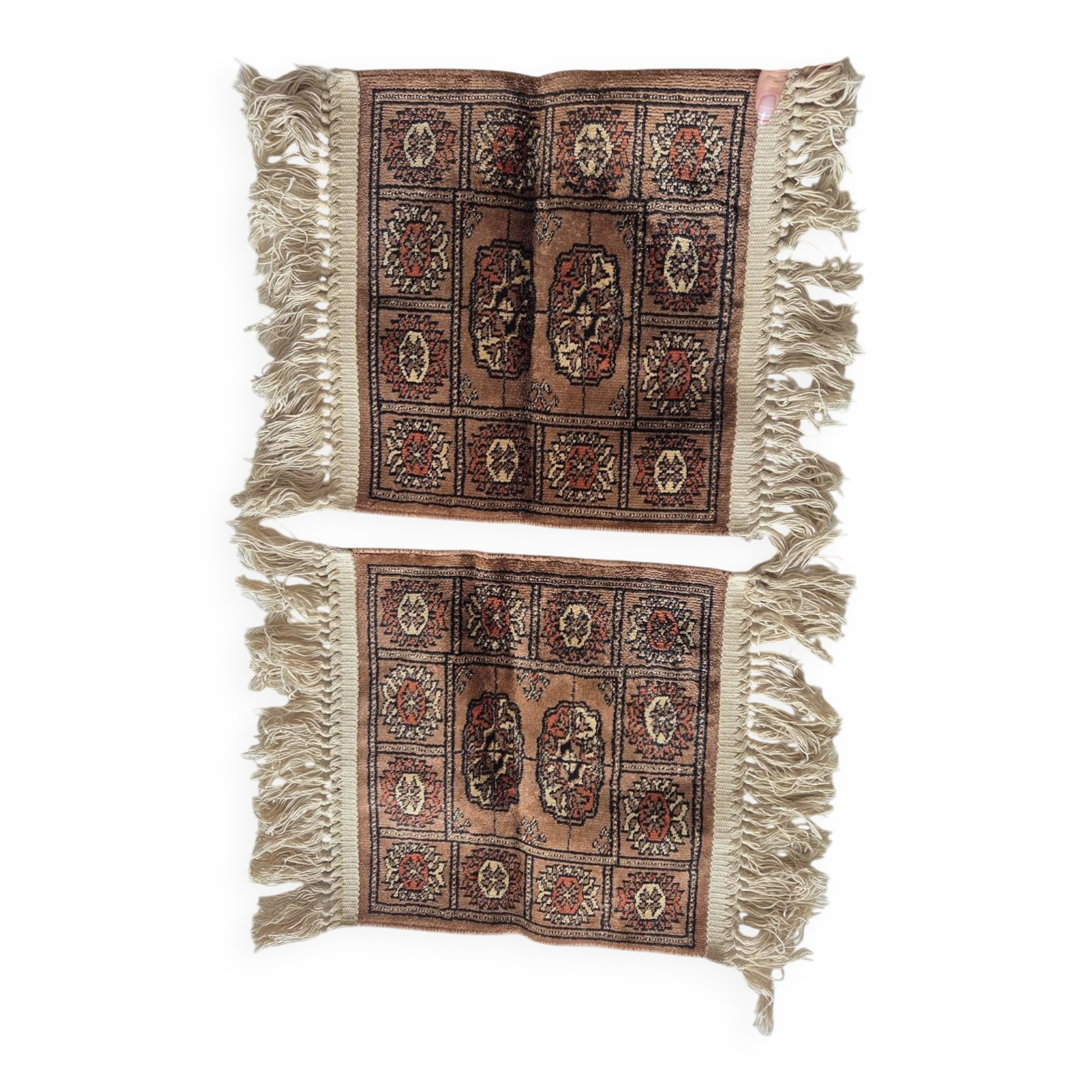 Lot de 2 anciens petits tapis orientaux
