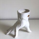 Surreal ceramic vase in the shape of a white glove by Leo Bonassera., 1970