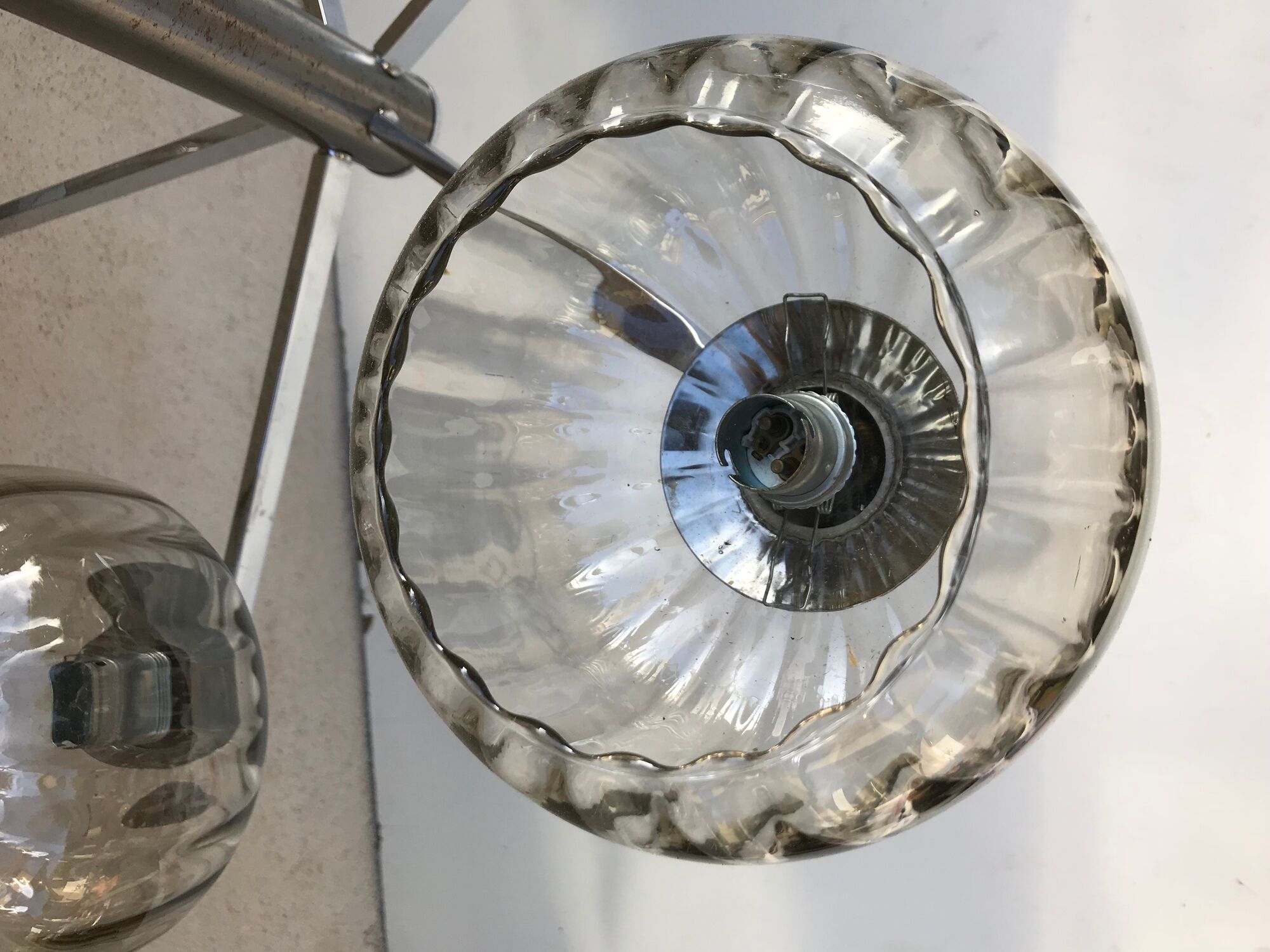 Chandelier 5 arm chromed metal old  70s vintage