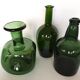 Trio de soliflores en verre vert
