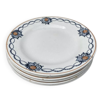 5 assiettes plates terre de fer Saint Amand