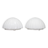 1970s Pair of Ceilink or Wall Lights in Milky Glass, Czechoslovakia