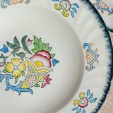 Set of 6 large Longwy soup plates, Vieux Rouen model