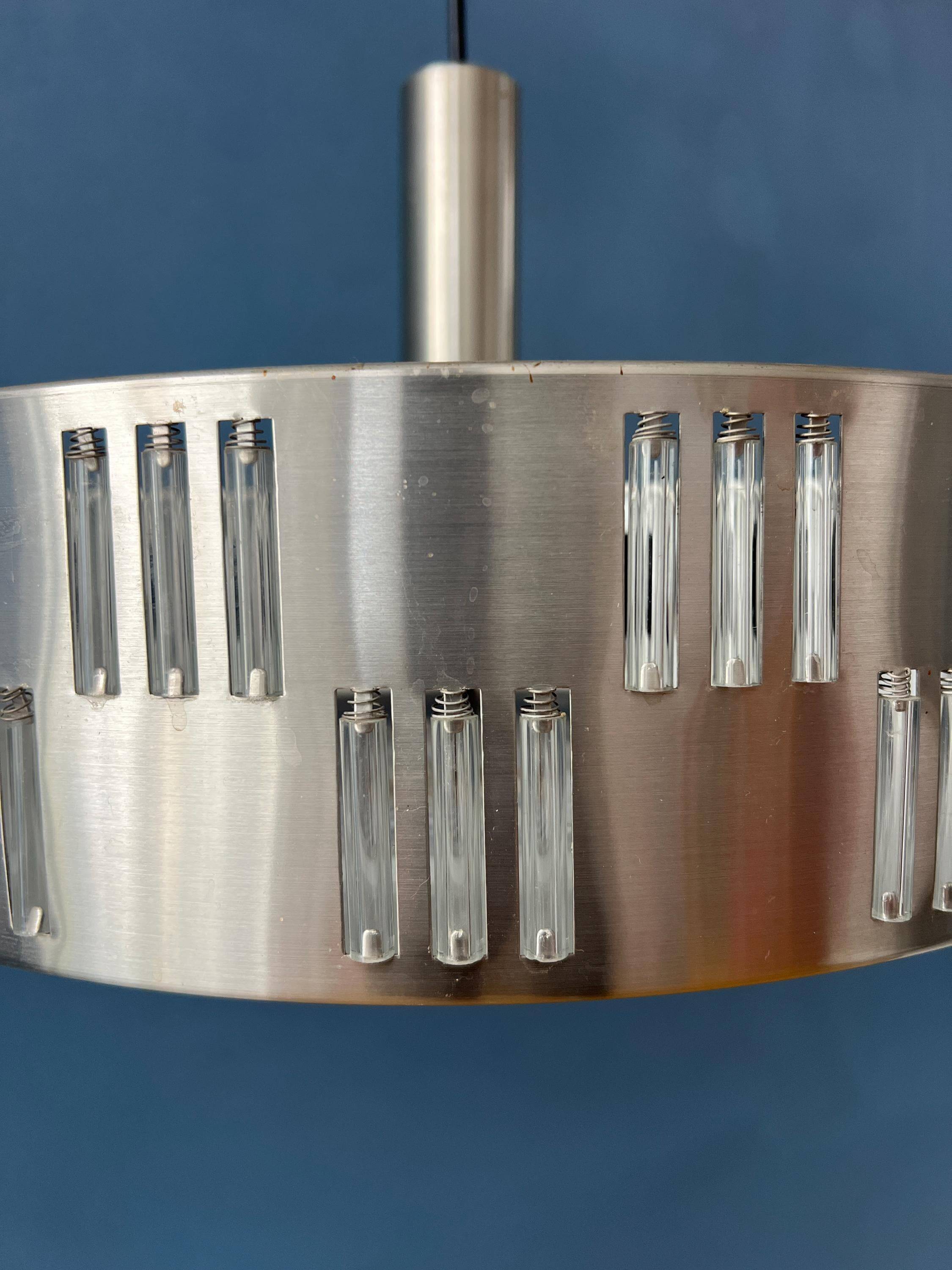 Mid-century crystal glass UFO pendant light