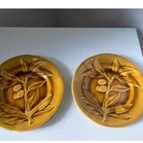 10 assiettes marron en barbotine fruits Choisy le Roi