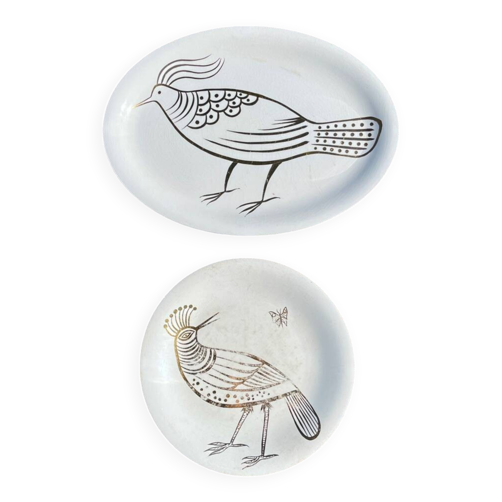 2 large vintage Robert Picault ceramic earthenware dishes