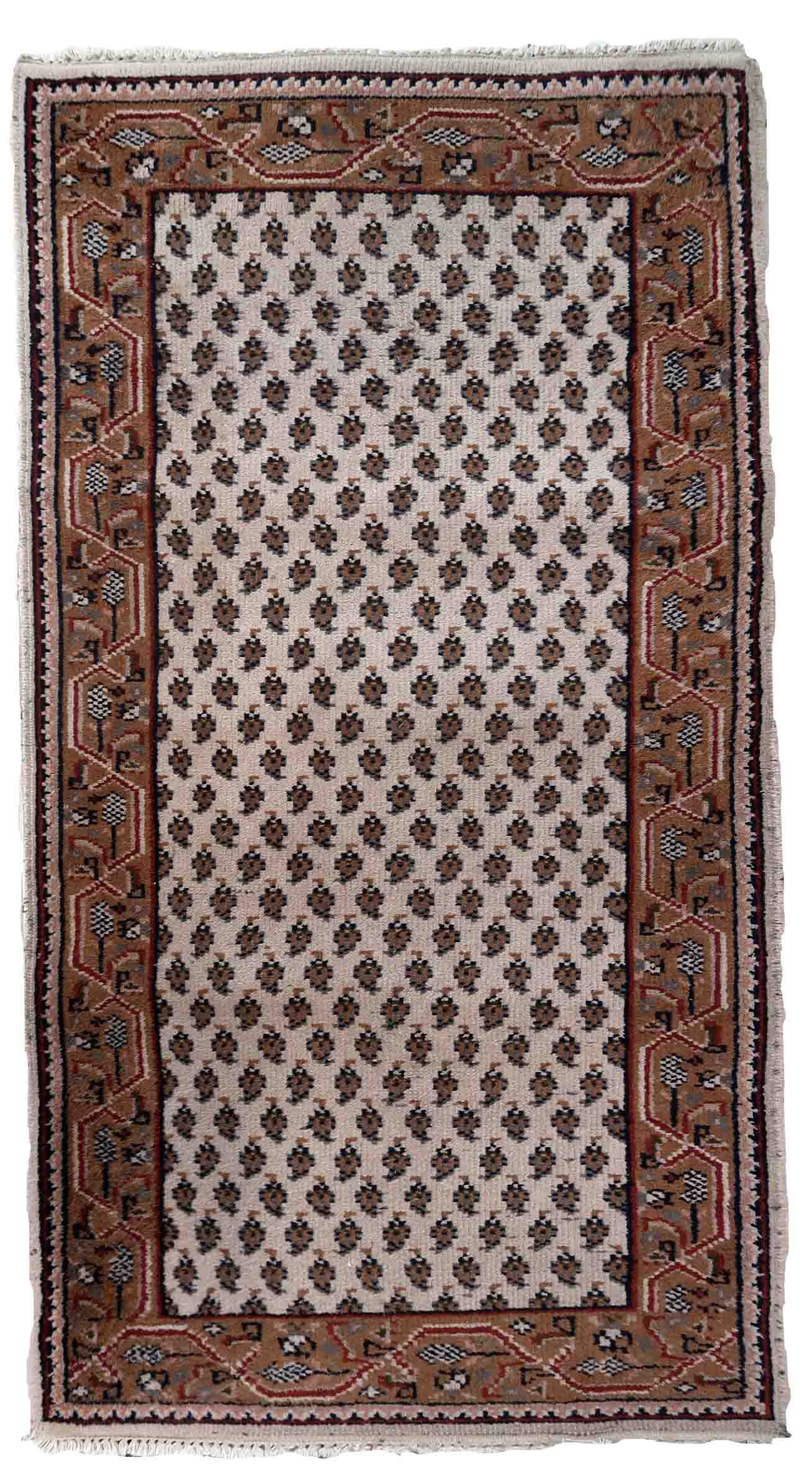 Vintage Indian carpet Seraband handmade 73cm x 143cm 1970s