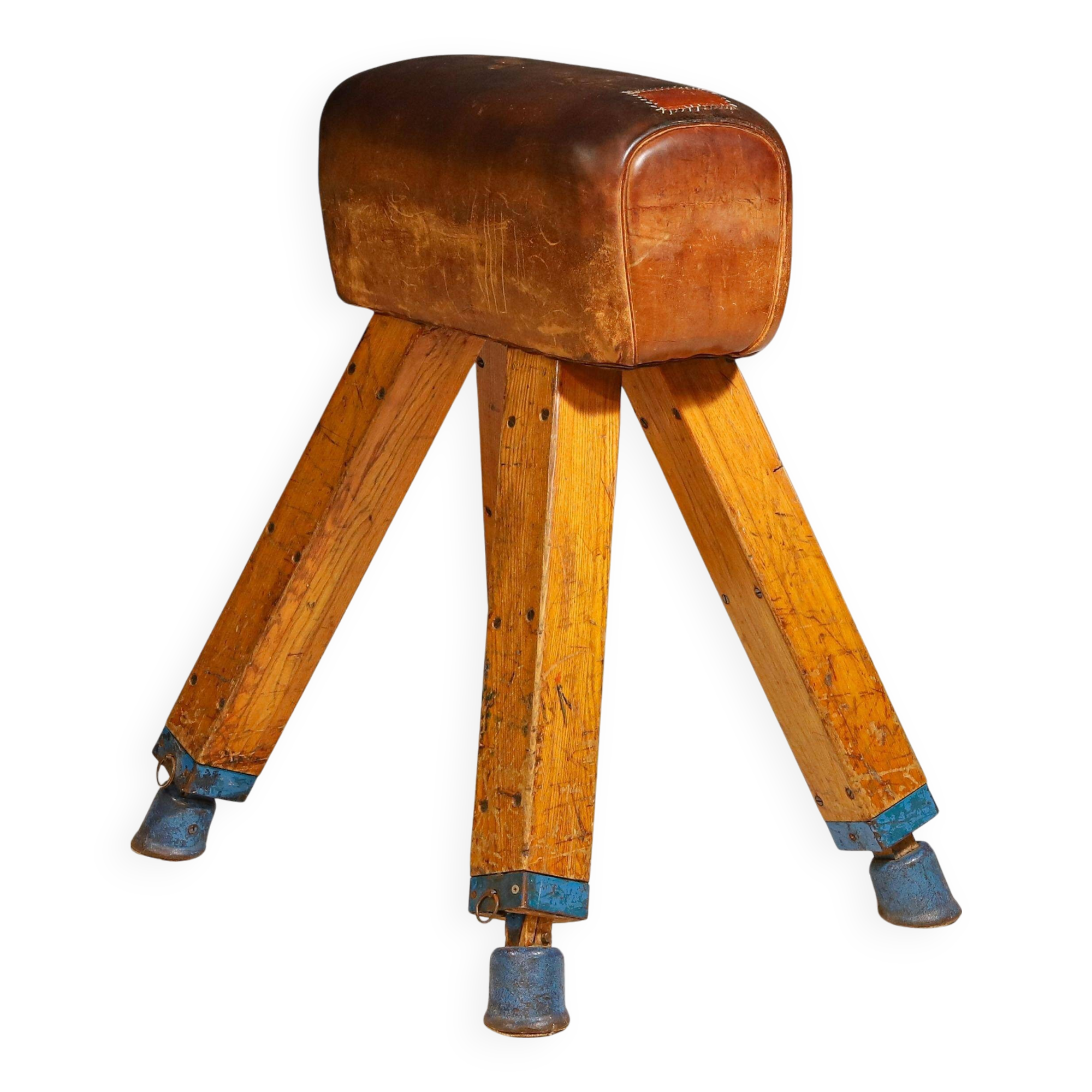 Cheval d'arçons de gymnastique en cuir, Tchécoslovaquie, années 1950