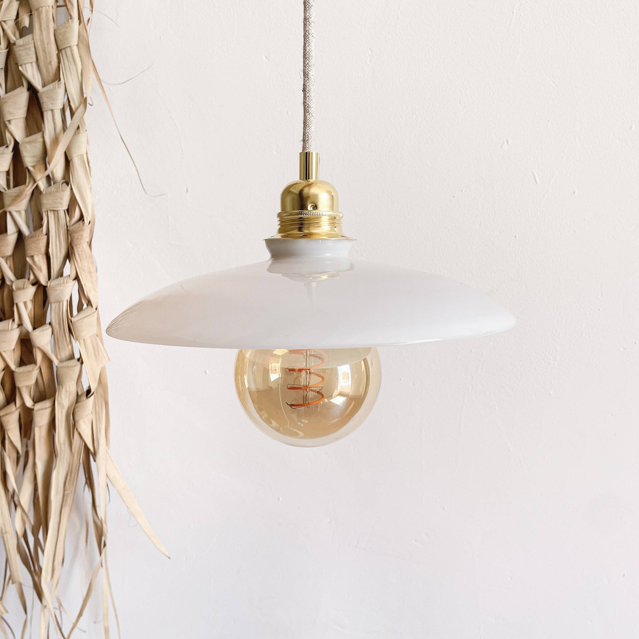 White opaline pendant light