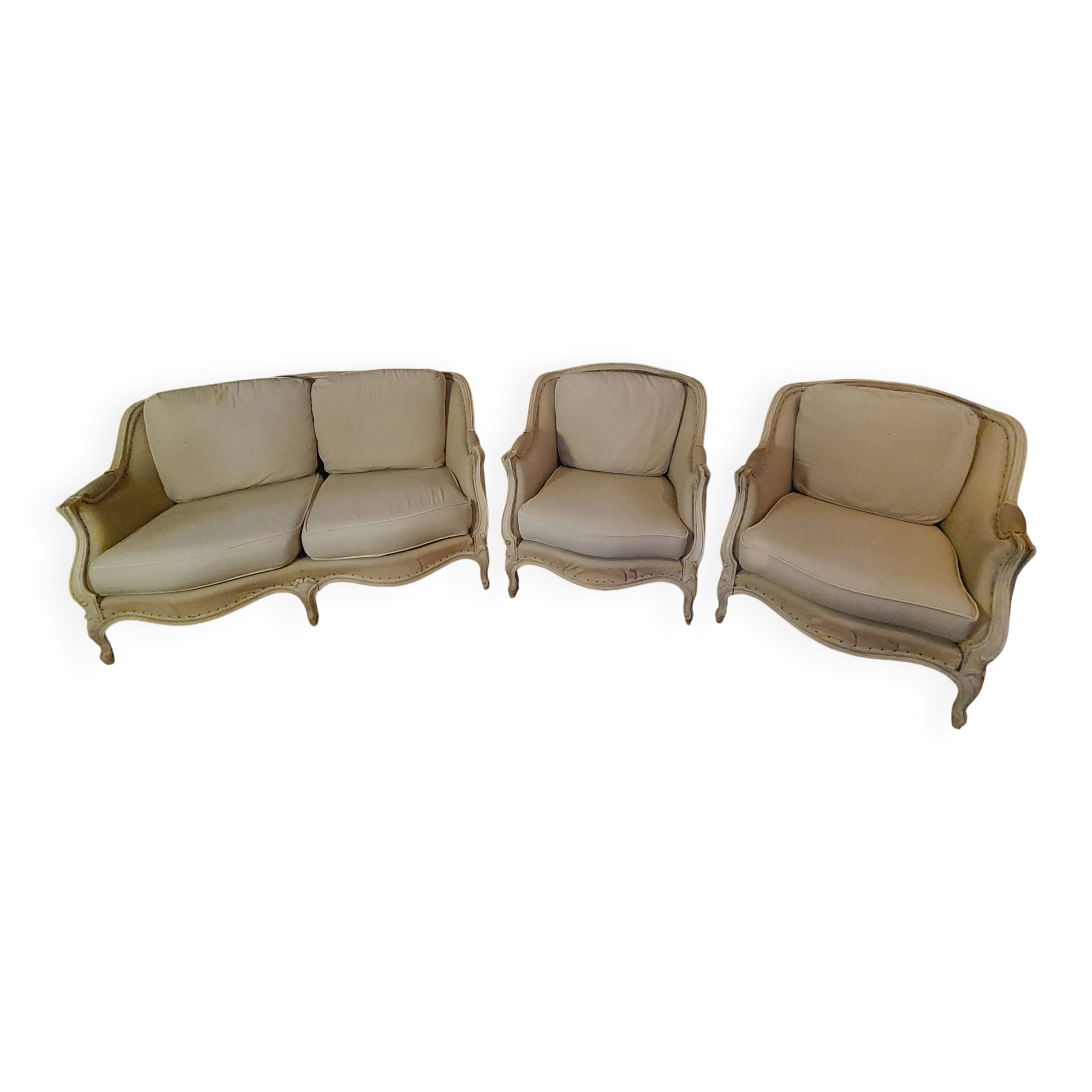 Louis XV style sofa and 2 armchairs