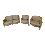 Louis XV style sofa and 2 armchairs