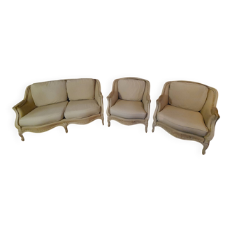 Louis XV style sofa and 2 armchairs