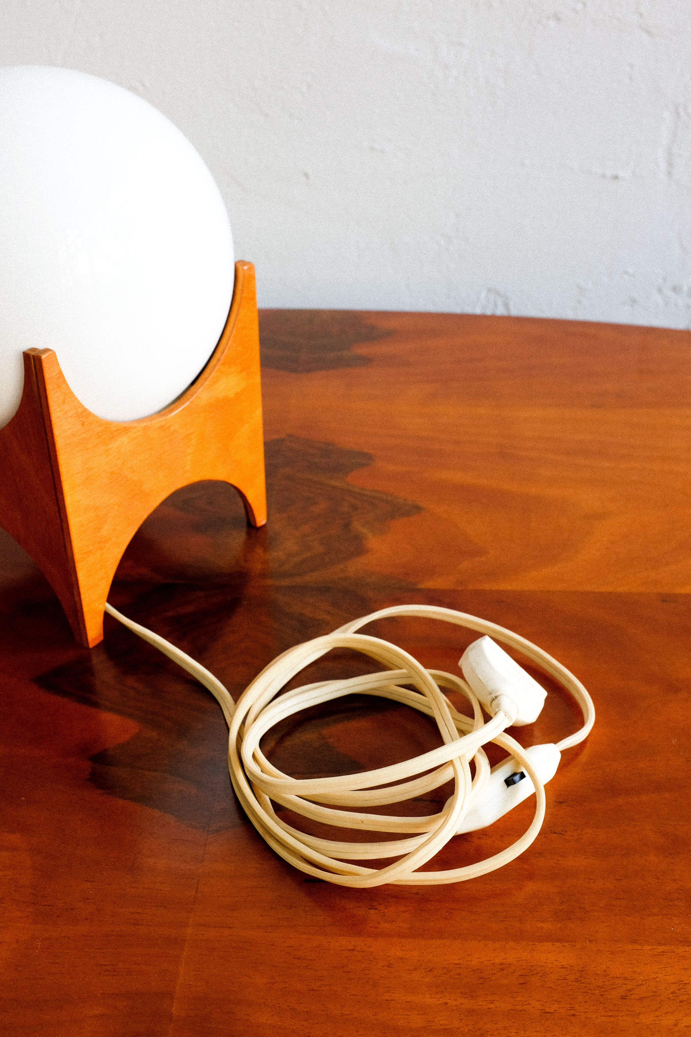 Small glass & wood table lamp, Czechoslovakia, 1960s