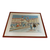 Frame of the port of Saint-Tropez watercolour