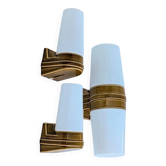 3 ochre porcelain wall sconces from the 1960s (models 6065 and 6080) by Sigvard Bernadotte for Ifö.