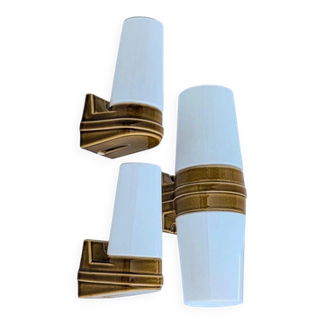 3 ochre porcelain wall sconces from the 1960s (models 6065 and 6080) by Sigvard Bernadotte for Ifö.