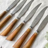 6 Vintage Horn Knives Silver Steel Blade LEPINE A LYON France 19th Century