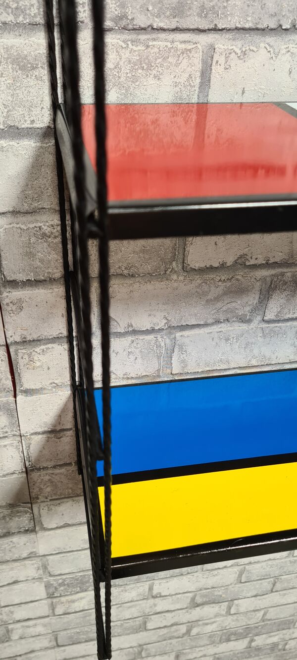 Etagere string style piet mondrian montants noir 48x58x16