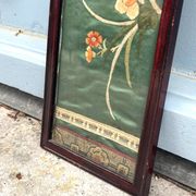 Framed Chinese Silk Embroidery Panel with Bird and Blossoms