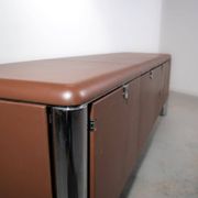 No. 3076 credenza extension in Vitello leather from the Pfister Executive Office Collection for KnollStudio. Circa 1988