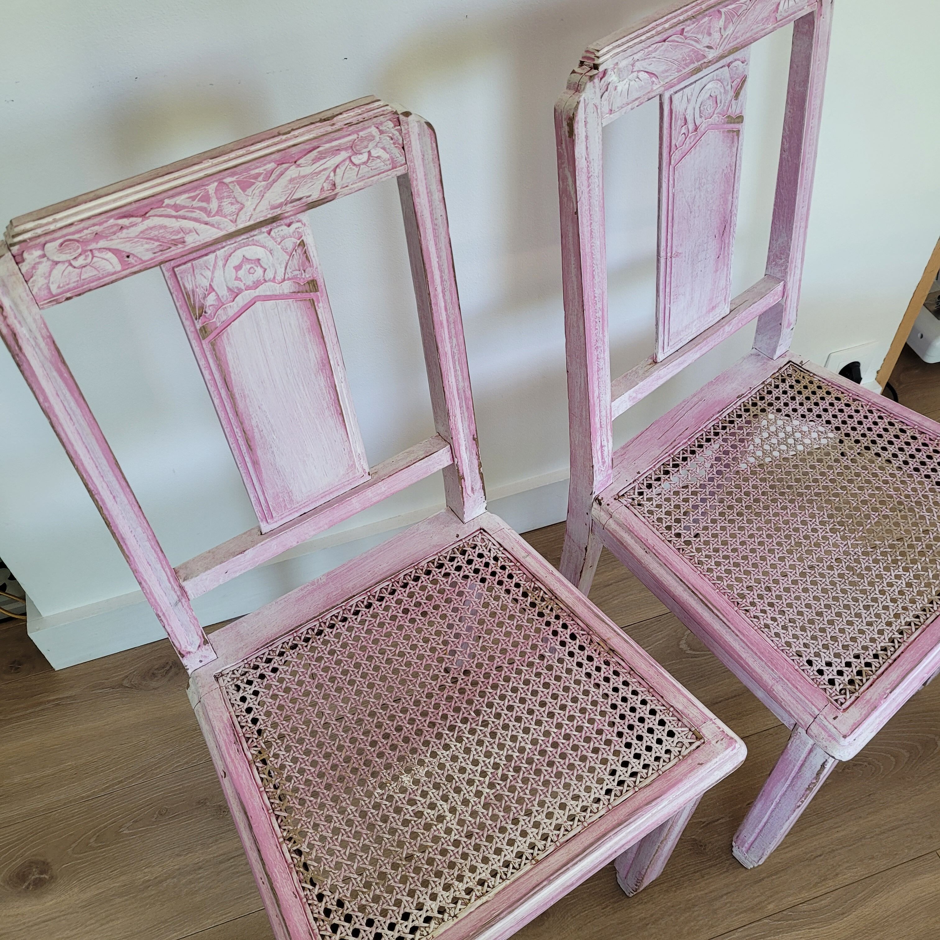 Lot de 2 chaises bois et cannage année 30
