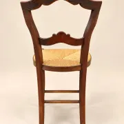 Set of 6 Louis-Philippe chairs — Carved backs — Straw seats