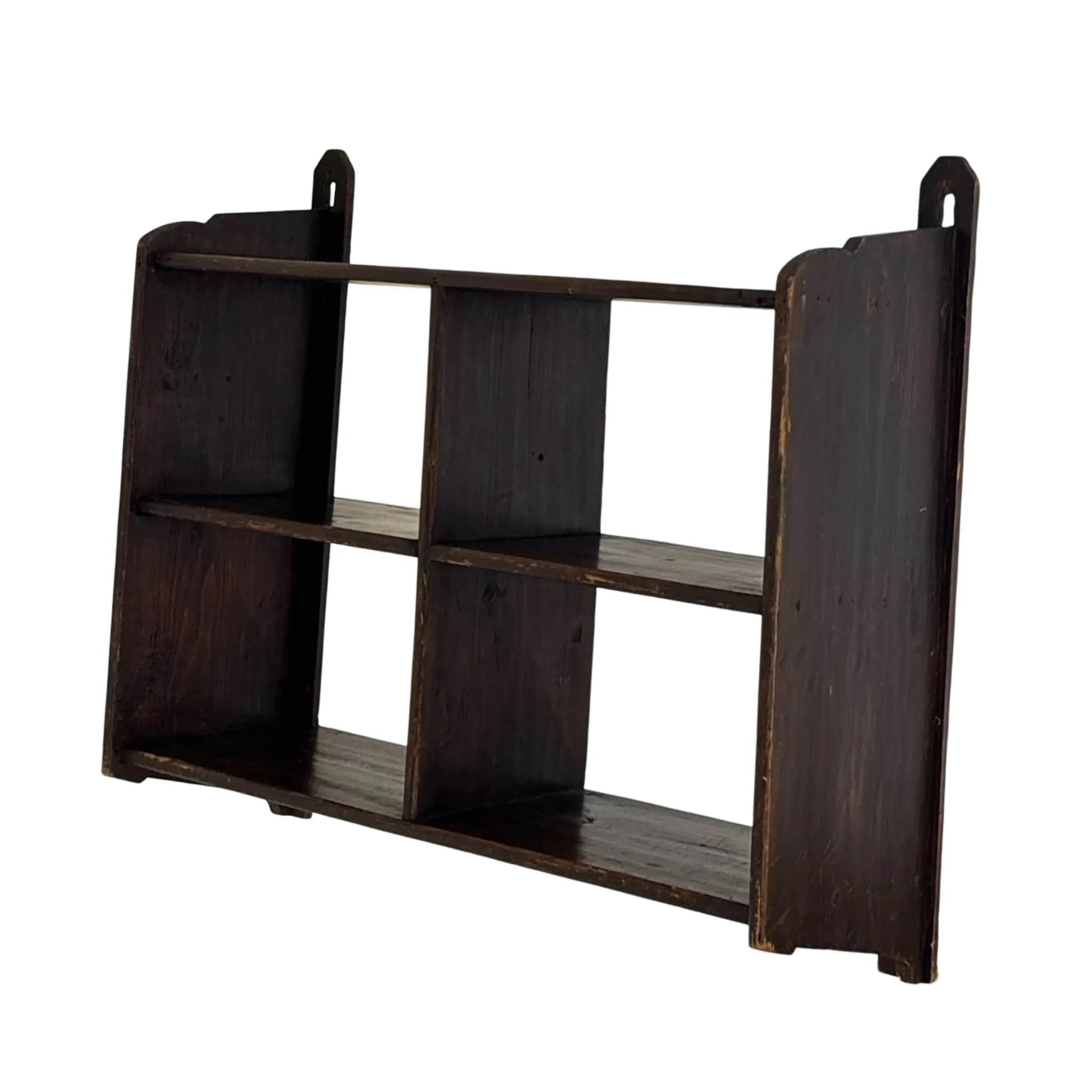 Vintage wooden wall shelve rack in oak brutalist minimalist design