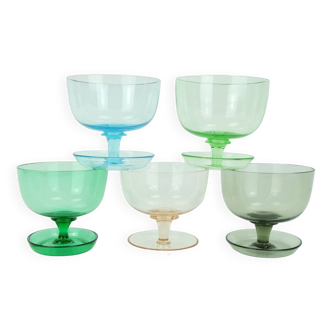 Ensemble de 5 bols à glace dessert bowls en verre suessmuth verre années 1950