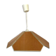 Vintage pendant light wood veneer geometric flower shape