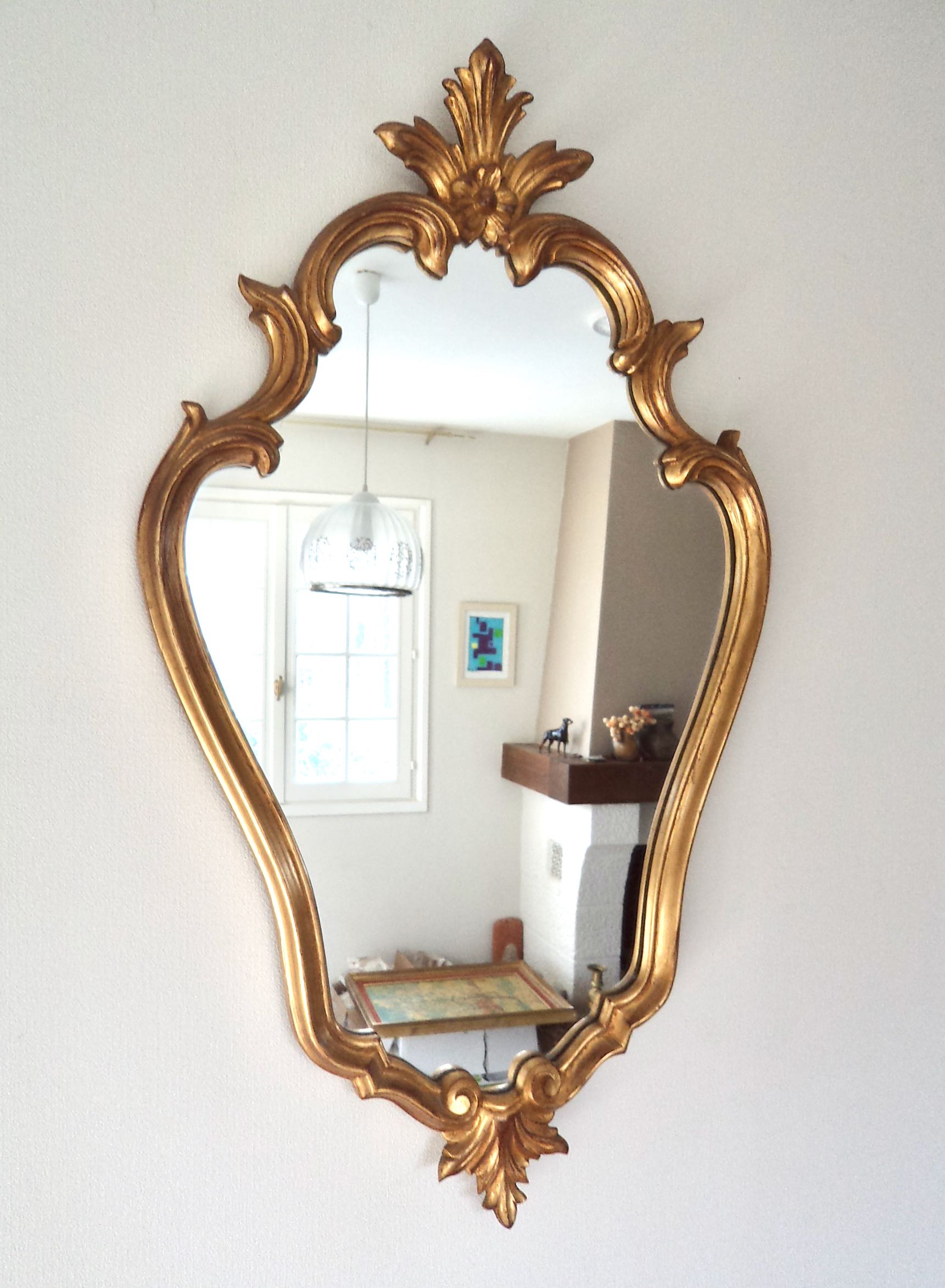 Baroque mirror in gilded wood - 86x50 cm - 60s