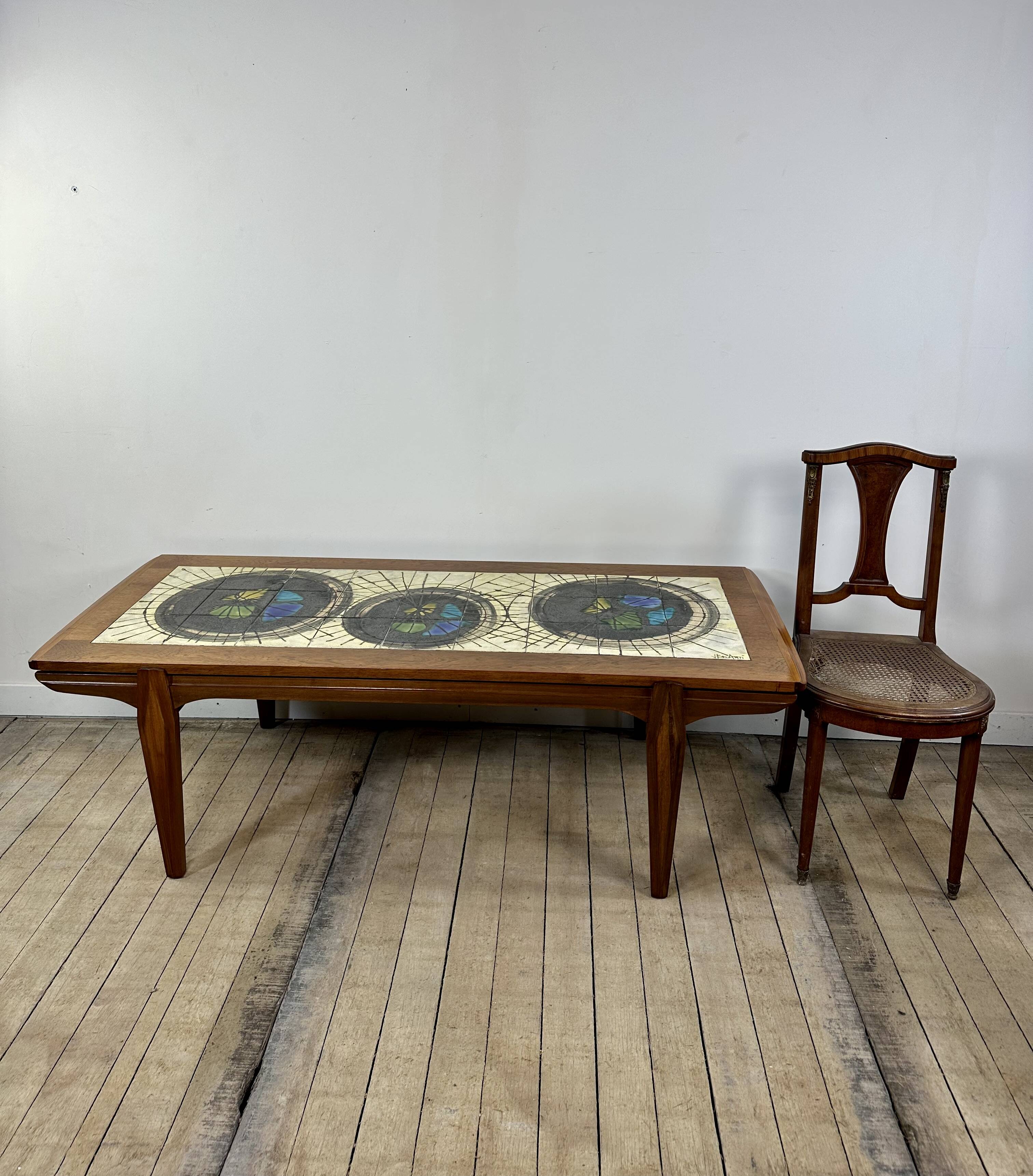 Teak coffee table with lava ceramic by j.belarti 1960
