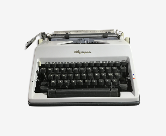 Machine à ecrire Olympia métal gris avec malle noire germany vintage
