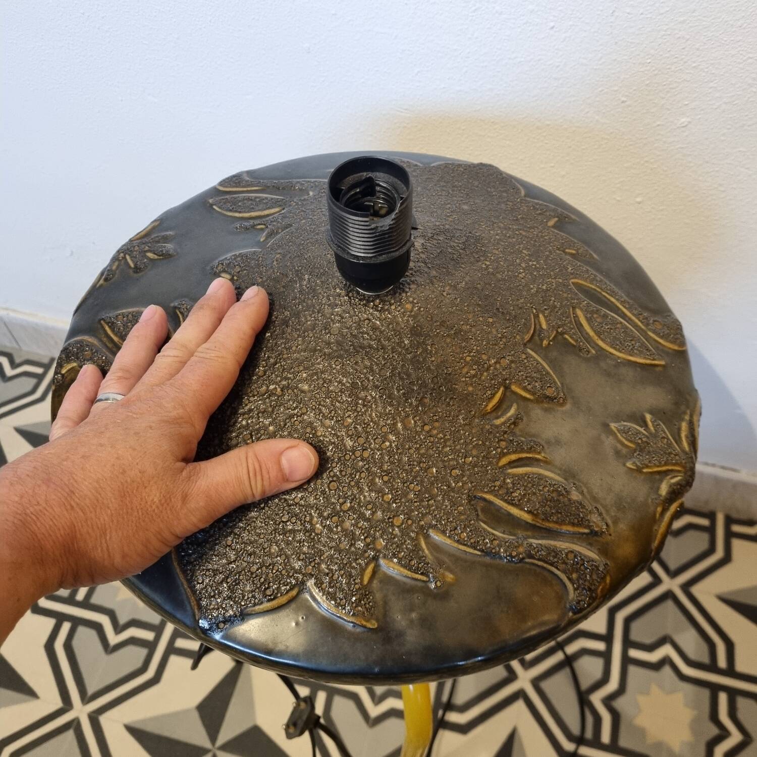 Glazed ceramic lamp base 1970