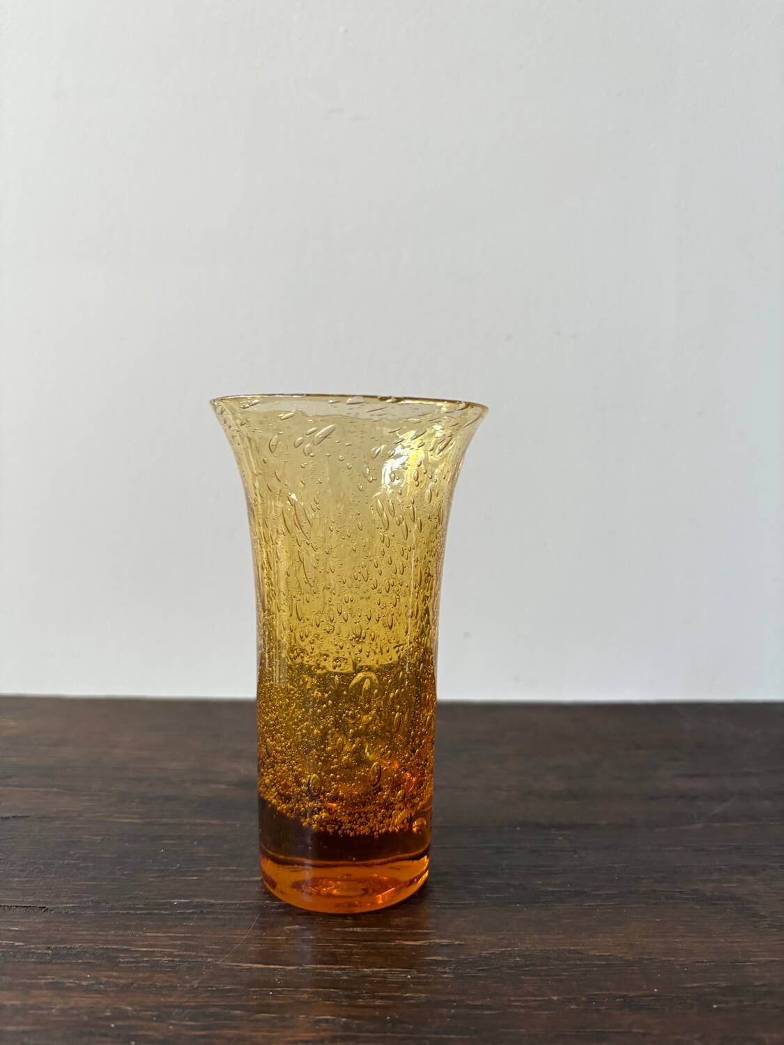 Orange bubble glass vase from the 60s