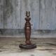 Wood lamp, wooden and vintage copper lamp base, table lamp.