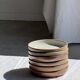 Set of 6 handmade ceramic deep plates in glazed beige D19.5 H4