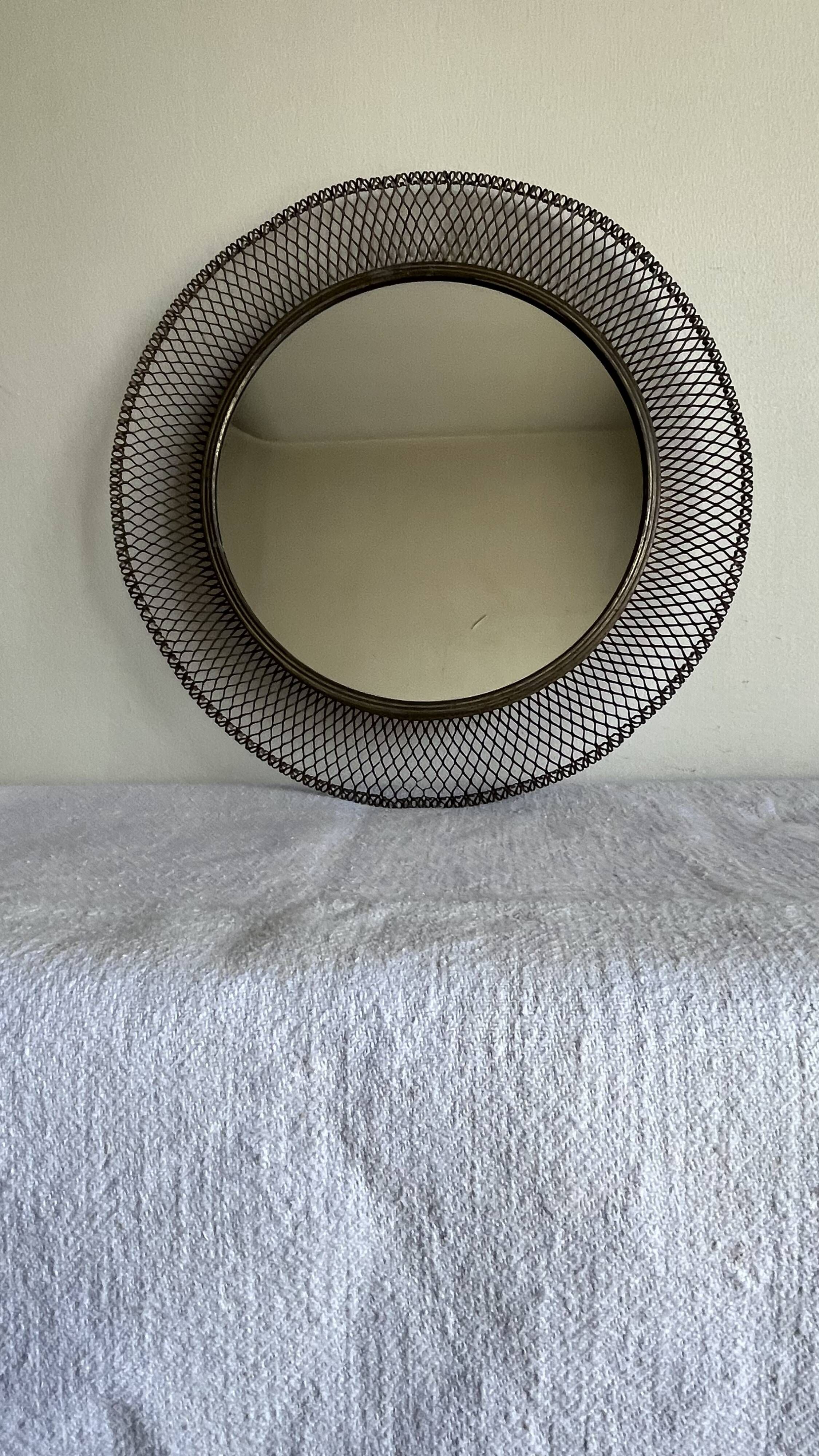 Italian sun mirror in golden mesh 1960 by Ponti