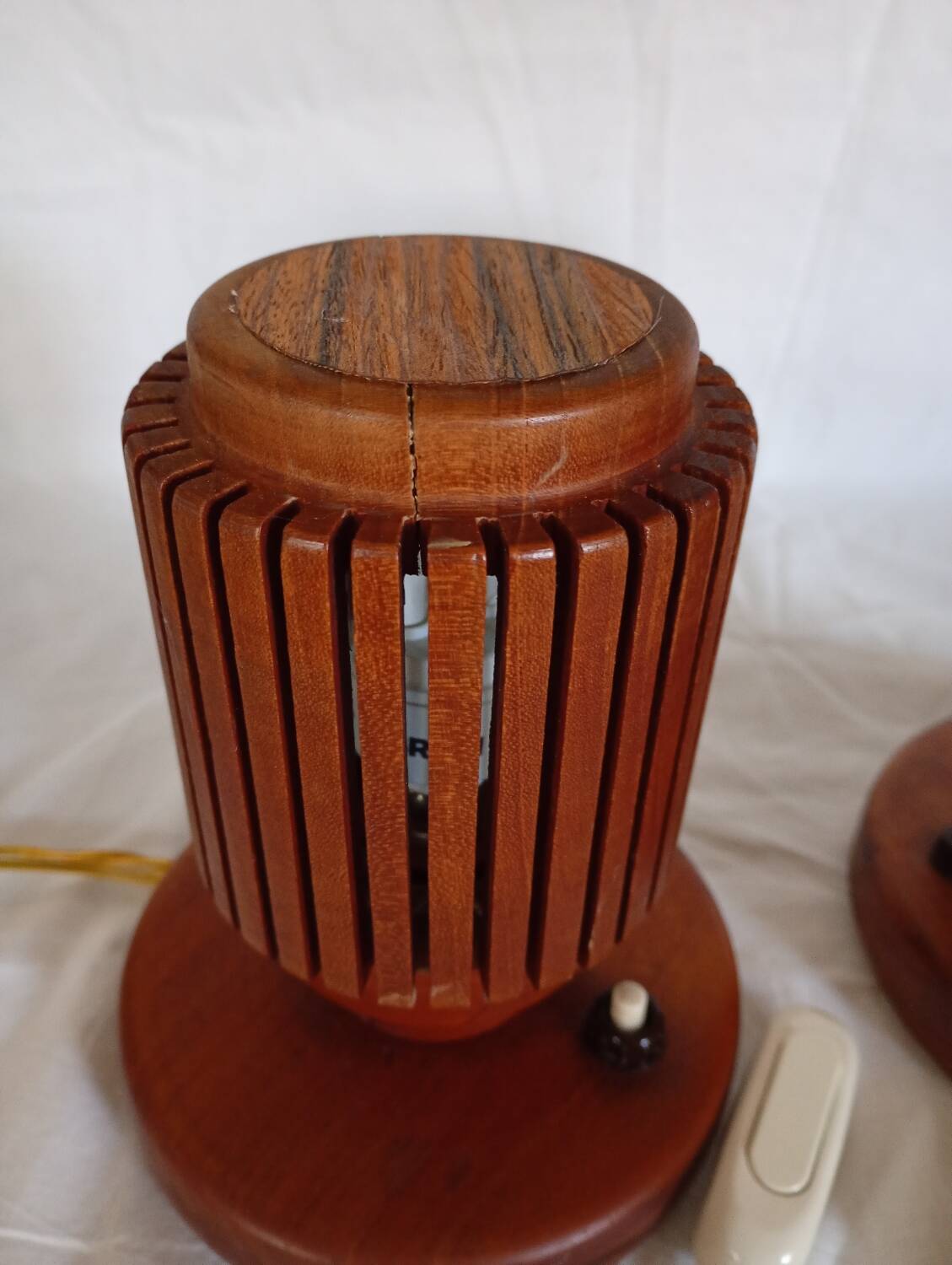 Pair of wooden bedside lamps