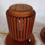 Pair of wooden bedside lamps