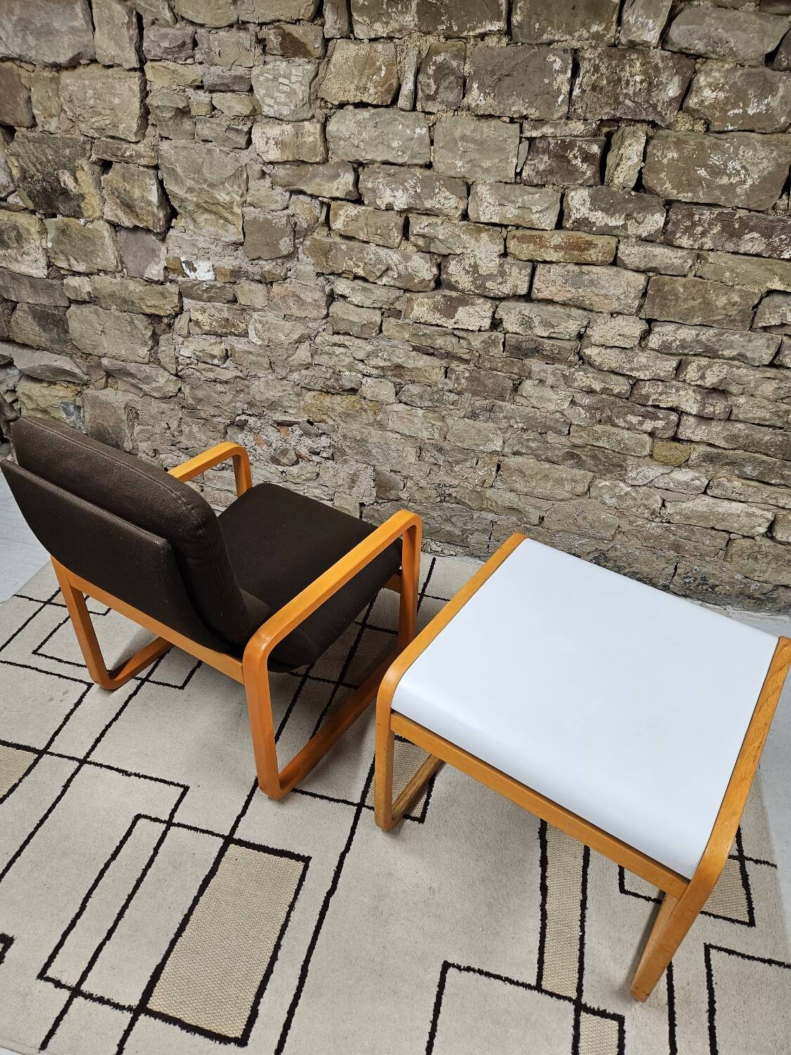 Set of Wilkhahn bentwood armchairs and tables, vintage 1980s