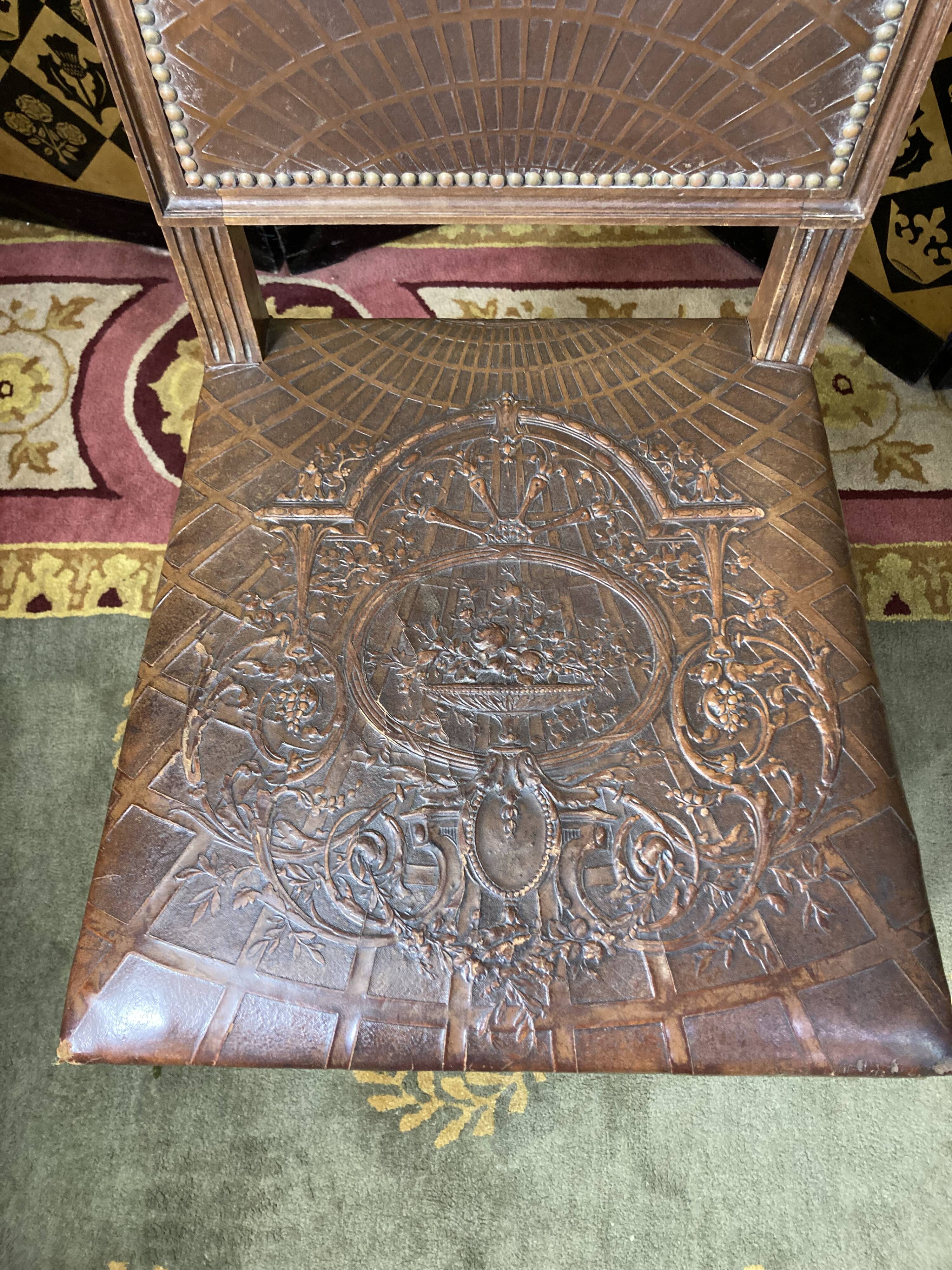 10 Louis XVI chairs seated leather