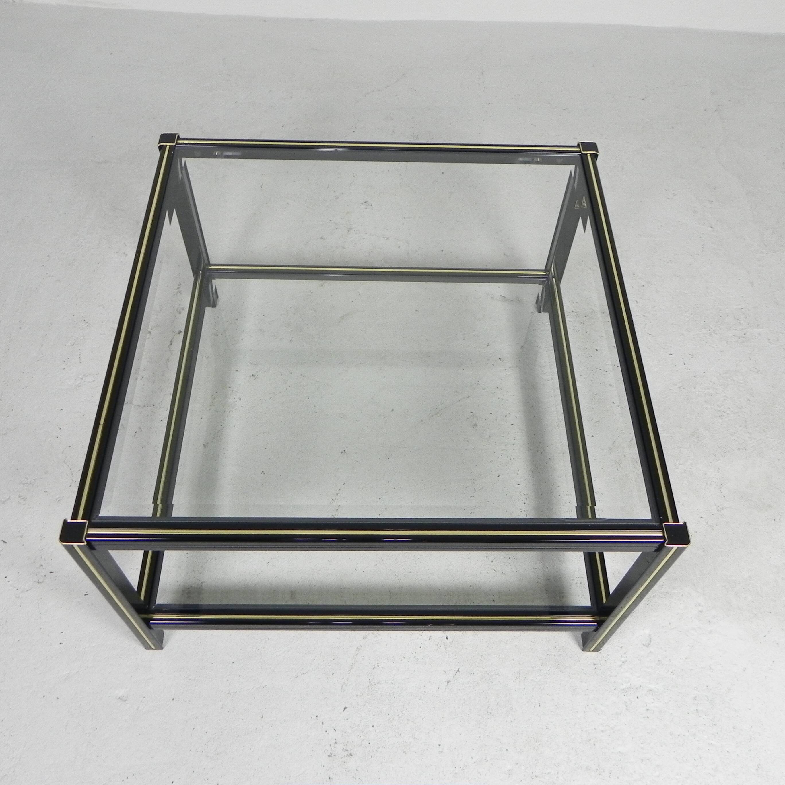 Hollywood Regency coffee table with 2 faceted glass plates, 1970s
