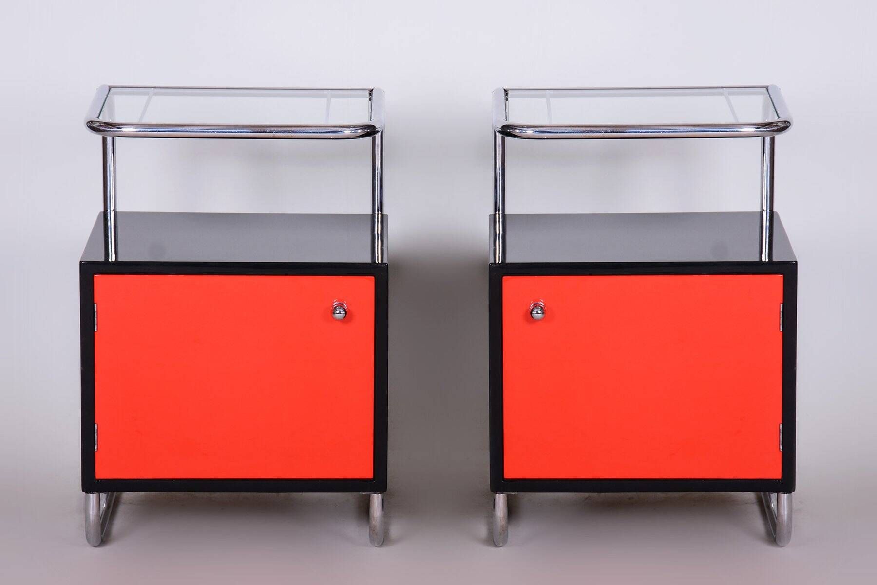 Bauhaus Bedside Tables attributed to Vichr & Spol, 1930s, Set of 2