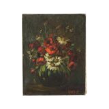 Flowers Still Life Painting Oil on Canvas Amateur Signed