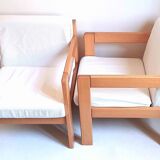 Paire de fauteuils par Magne France tissu déhoussable