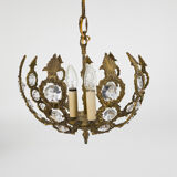 Brass facet cut glass hanging lamp gold plated 3rd quarter 20th