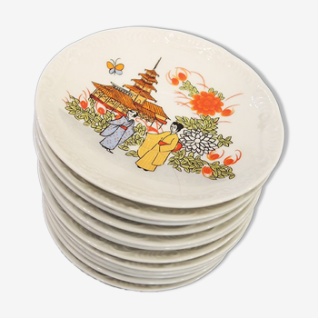 12 ceramic plates 'japan style' made in italy